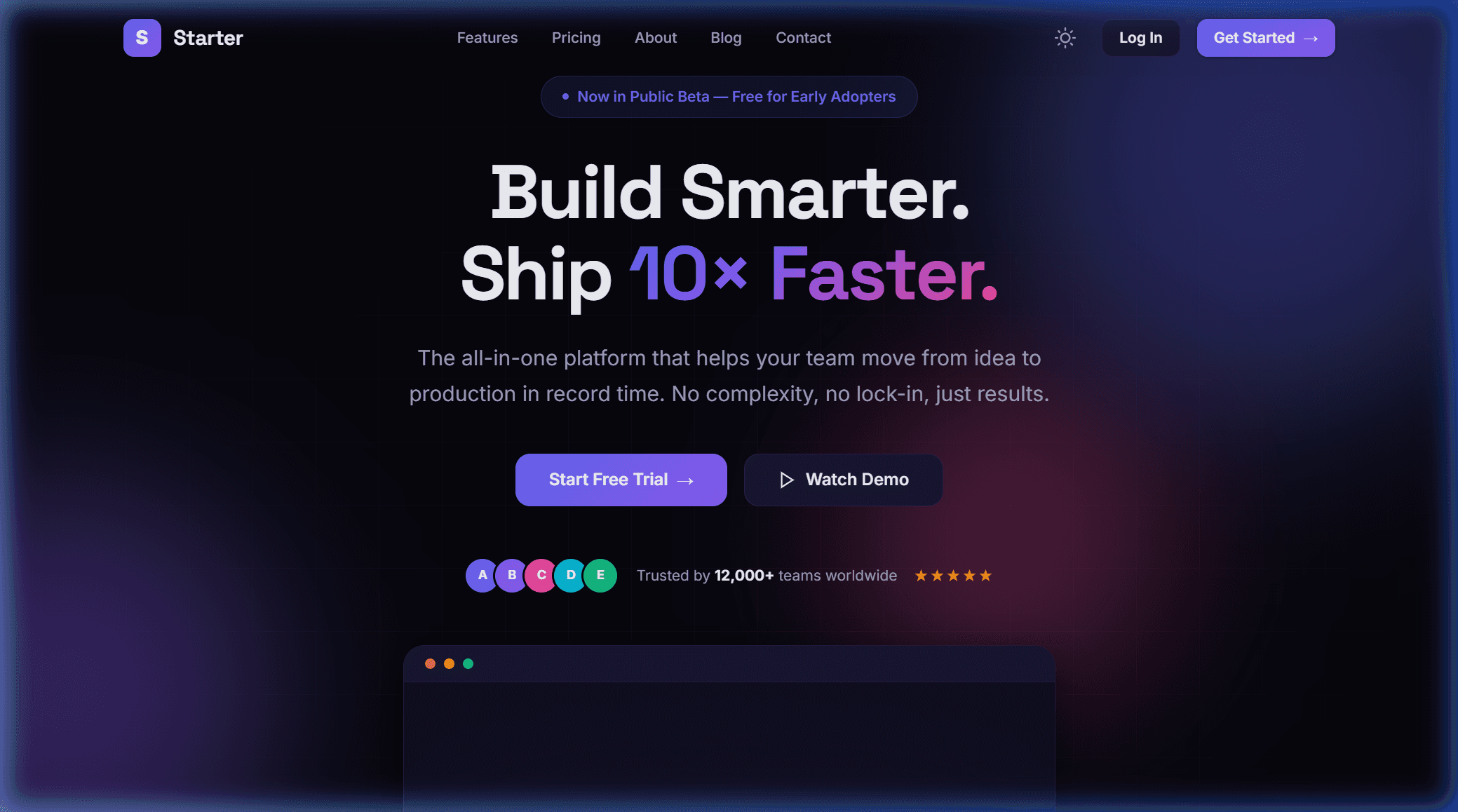 SaaS Landing Page template for DevTools preview