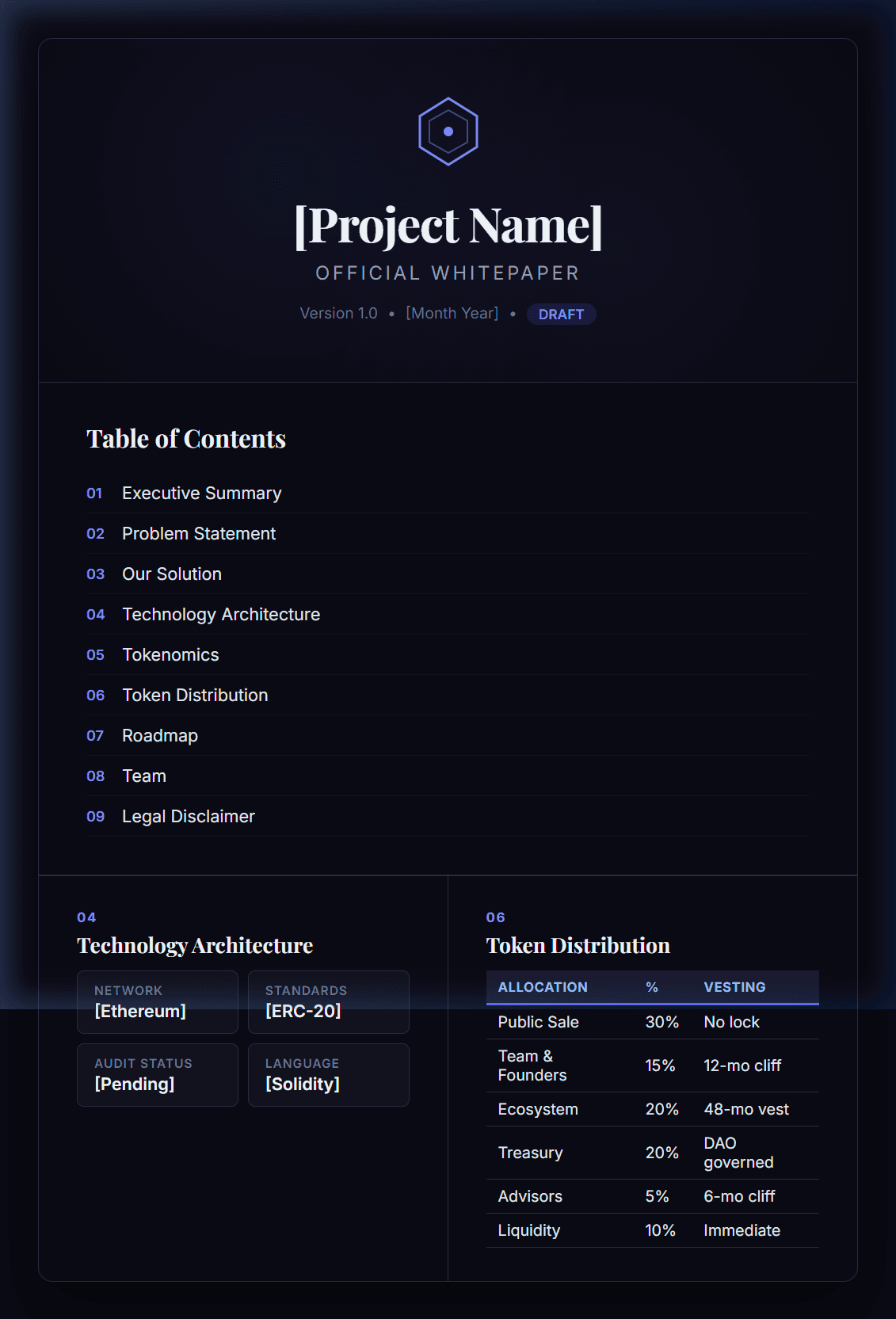 Web3 Project Whitepaper Template preview